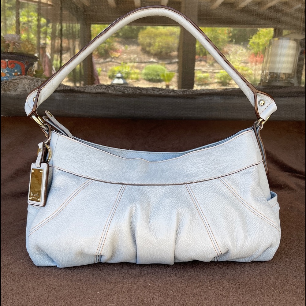 TIGNANELLO Pebbled Leather Soft Blue Shoulder Bag